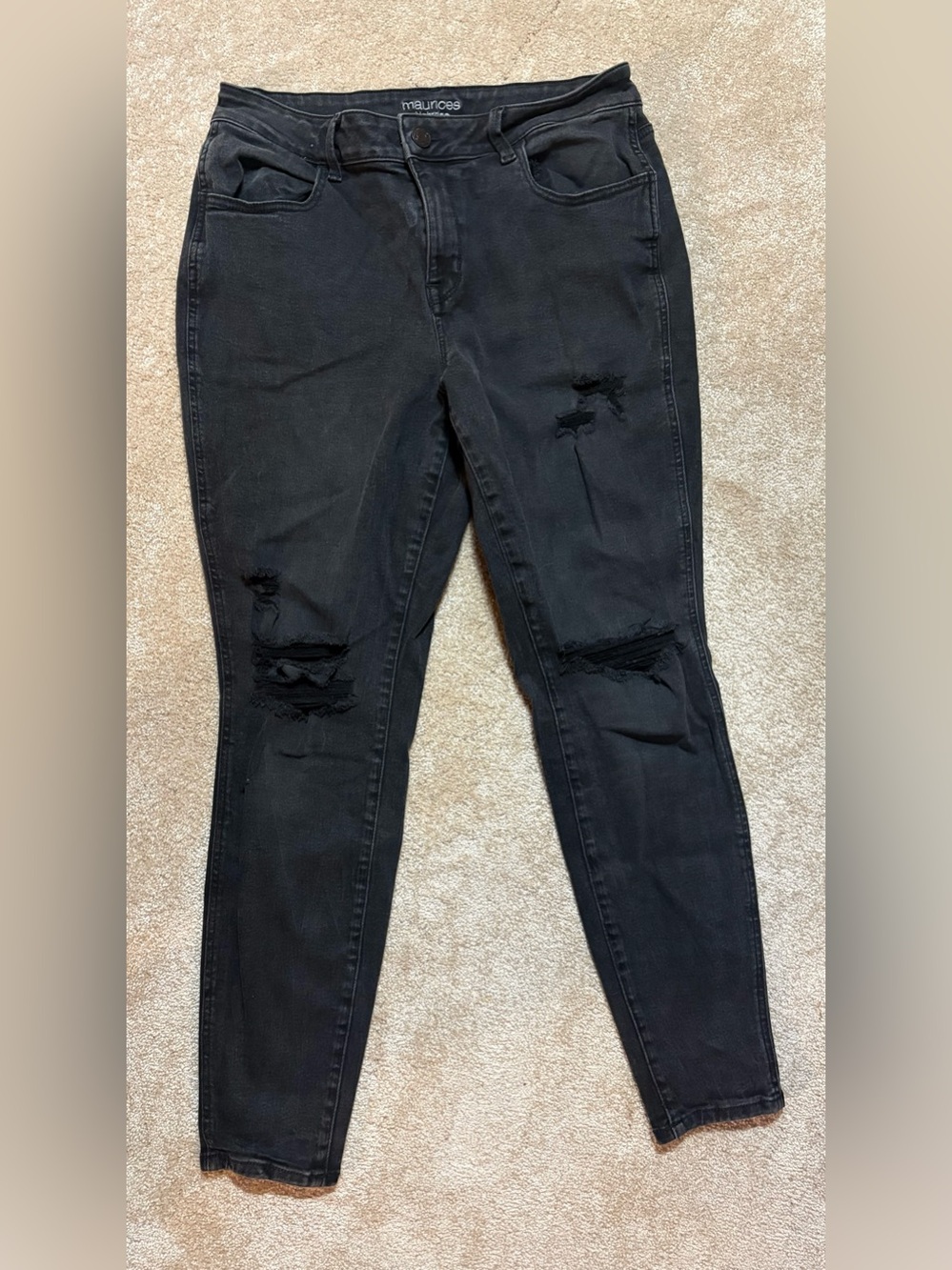 62) Maurices High Rise Distressed Skinny Jeans Black Size L
